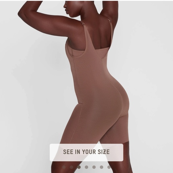 Skims Sheer Sculpt Bodysuit in Jasper - Picture 3 of 5